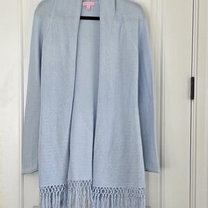 Lilly Pulitzer Sky Blue Cardigan with Fringe
